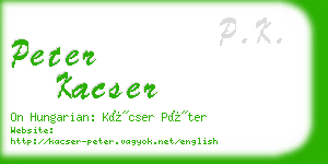 peter kacser business card